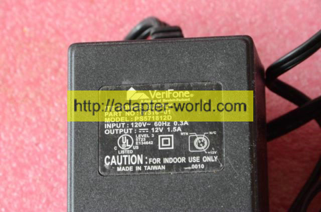 *100% Brand NEW* VeriFone 12V 1.5A Model PS571812D P/N 07316-01 0731601 Power Adapter Free shipping!